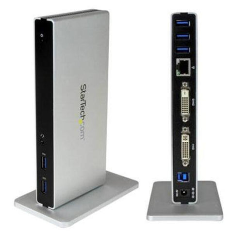 StarTech.com USB 3.0 Docking Station - Compatible with Windows / macOS - Dual DVI Docking Station Supports Dual Monitors - DVI to HDMI and DVI to VGA Adapters Included - USB3SDOCKDD